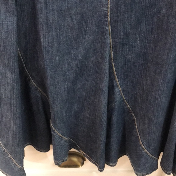 Jones New York Denim Skirt Womens 16 Blue Jean Paneled Fit Flare Boho Modest - Picture 2 of 8